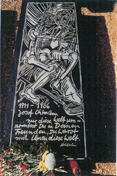 Greis und Tod - Grabplatte fr das Grab des Vaters